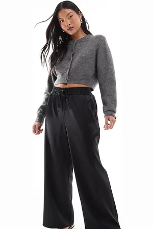 Miss Selfridge Sorte bukser med vide ben i satin