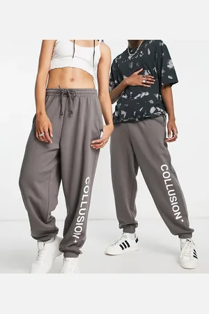 COLLUSION Unisex - Mørkegrå joggingbukser med logo