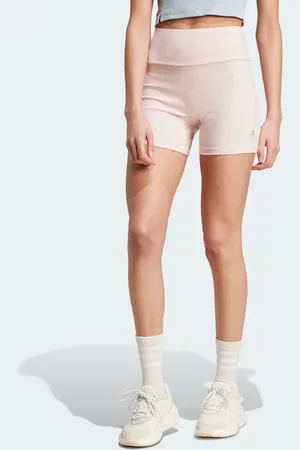 adidas Adidas - Sandpink ribstrikkede loungeshorts med høj talje-Lyserød