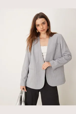 ASOS Grå blazer med rentskåret snit og striber-Multifarvet