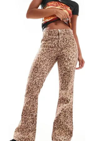 Reclaimed Western-jeans med svaj og leopardprint-Multifarvet