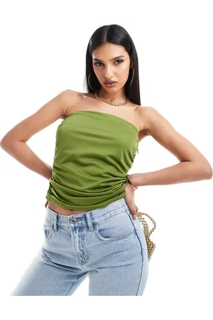 ASOS Rynket bandeau-top i olivengrøn