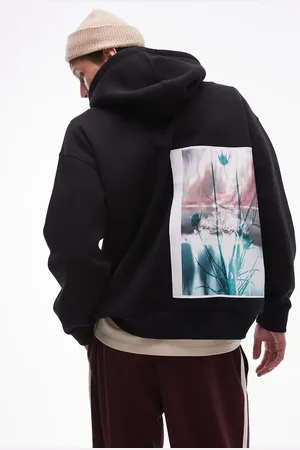Topman Oversized hættetrøje med blomsterprint foran og bagpå