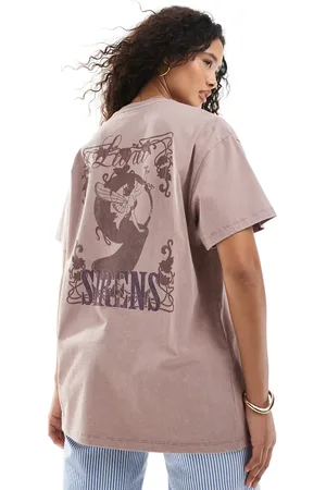 Miss Selfridge Oversized grålilla T-shirt med tonet 