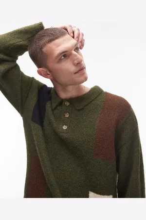 Topman Kakigrøn polo med farveblok