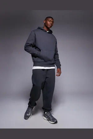 ASOS Premium - Oversized og forvasket sort hættetrøje i kraftigt 400 gsm-stof-Grå