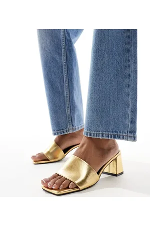 ASOS Hundred - Guldfarvede mules med mellemhøj blokhæl