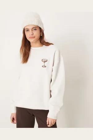 Abercrombie & Fitch Oversized striktrøje med rund hals og grafik-Neutral