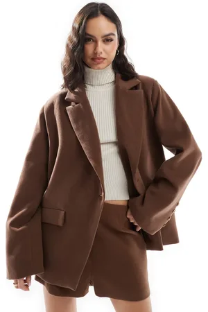 ASOS Chokoladebrun oversized blazer i uldlook