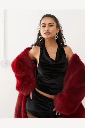Reclaimed Top med halterneck i velour - Del af sæt