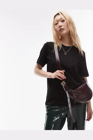 AllSaints Bordeaux halvmåneformet crossbody-taske i læder-Rød