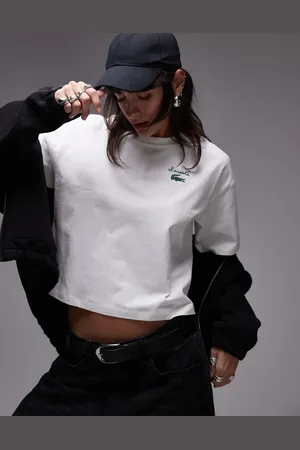 Lacoste D - oversized cropped T-shirt med logoprint
