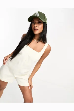 ASOS Ecrufarvet firkantet playsuit i twill-Hvid