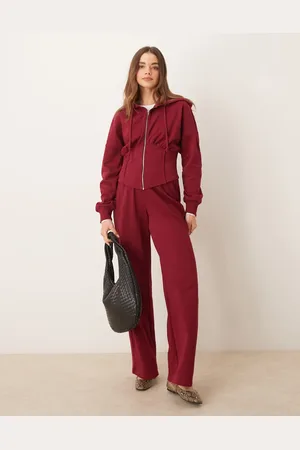 ASOS Joggingbukser med vide ben og talje med V-front-Rød
