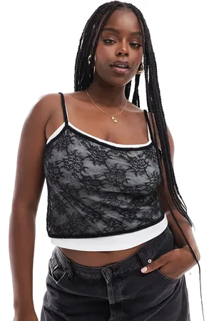 ASOS ASOS DESIGN Curve - Monokrom top i kontrastfarvet dobbeltlag med blonde-overlag-Multifarvet