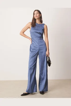 Abercrombie & Fitch Blåt formende jumpsuit uden ærmer med høj hals