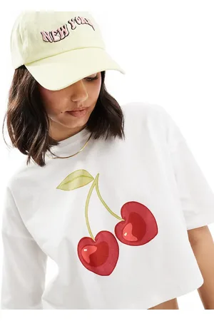 Miss Selfridge Og cropped T-shirt med grafisk kirsebærprint