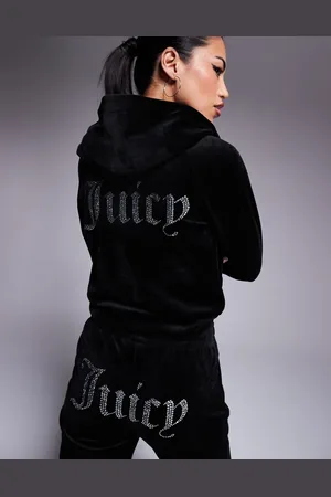 Juicy Couture Velour-hættetrøje med lynlås - Del af sæt