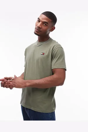 Tommy Hilfiger Forvasket kakigrøn og afslappet T-shirt med logomærke