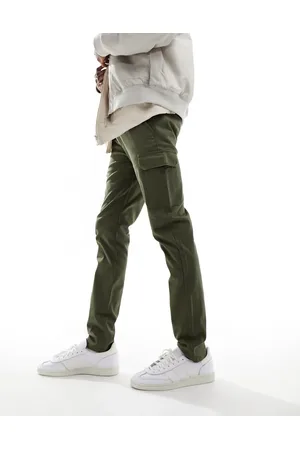 ASOS Skinny-cargobukser i khaki-Grøn