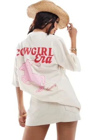 Kaiia Cremehvid oversized T-shirt med 