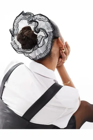 Pieces® XL - scrunchie med blondekant