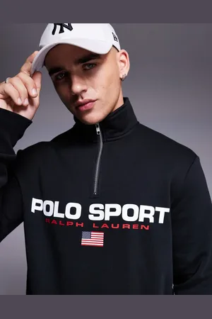 Ralph Lauren Sports Capsule - Sort sweatshirt med halv lynlås og logo
