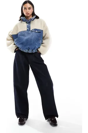 Ralph Lauren Blå bomber-denimjakke med fleece-panel og for