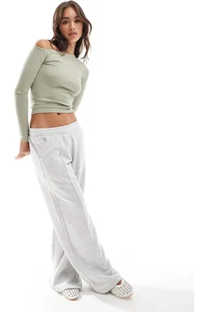 Cotton On Cotton On - Essentials - Asymmetrisk og langærmet top i støvet salviegrøn-Brun