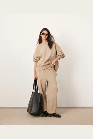 ASOS Premium - Oversized og gråbrune joggingbukser i kraftig kvalitet-Neutral