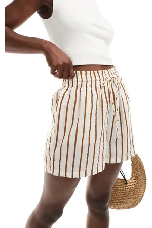 VILA Shorts med mørkorange striber-Multifarvet
