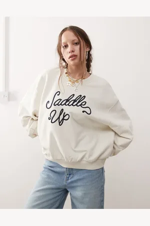 Wrangler Vintage-hvid oversized sweatshirt med 