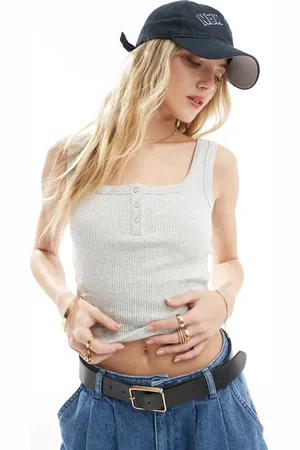 Cotton On Cotton On - Grå henley-top med knapper foran
