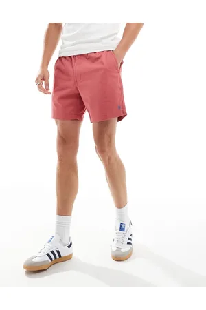 Ralph Lauren Prepsters - Forvaskede røde chinoshorts med logoikon og flad front i twill