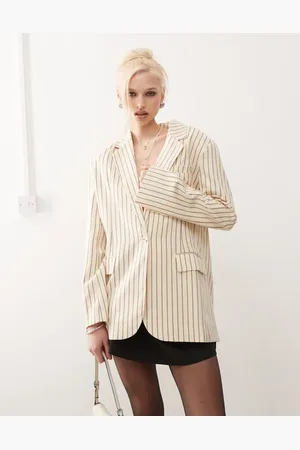 Lioness Cremehvid blazer med nålestriber