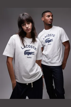 Lacoste Unisex-T-shirt med logoprint foran i afslappet pasform