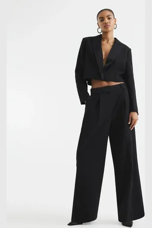 River Island Sorte smokingbukser med vide ben
