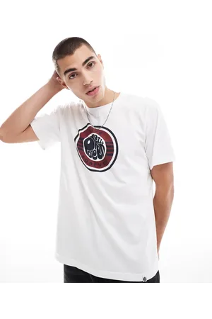 Pretty Green Live Forever - Hvid T-shirt med mærke-Grøn