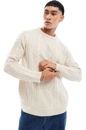 Threadbare Oversized cremehvid i chunky kabelstrik
