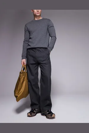 ASOS Grå bukser med lige ben og sildebensmønster