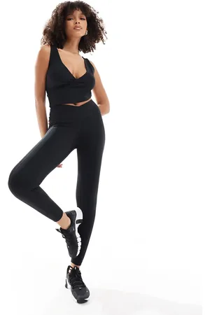 Nike Nike One Training - Sorte leggings med høj talje, 7/8-længde og slå-om-design