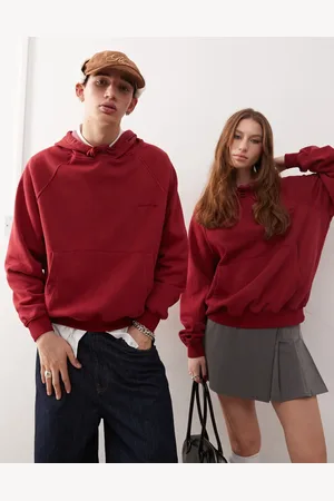 Reclaimed Unisex - cropped hættetrøje med oversized firkantet pasform-Blå
