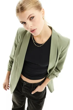 Pieces® Blazer med rynkede ærmer-Grøn