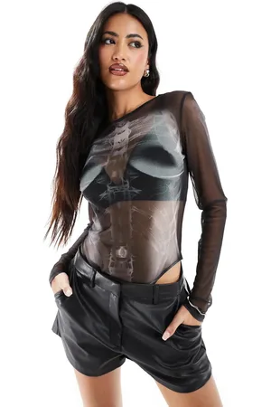 ASOS Bodystocking med lange ærmer og i mesh-Multifarvet