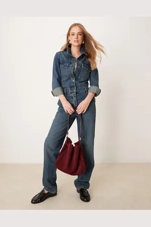 JDY Mellemvasket blåt jumpsuit med lange ærmer i denim
