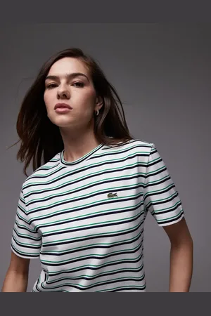 Lacoste Oversized T-shirt med horisontale striber i grøn og sort