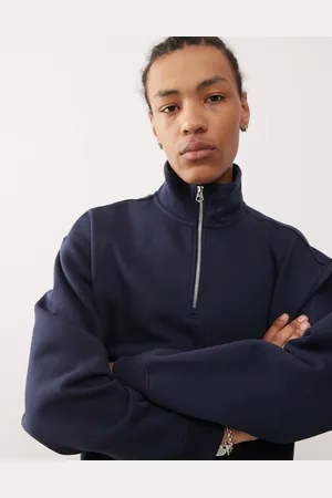 Weekday Oversized og sweatshirt i kraftig jersey med halv lynlås