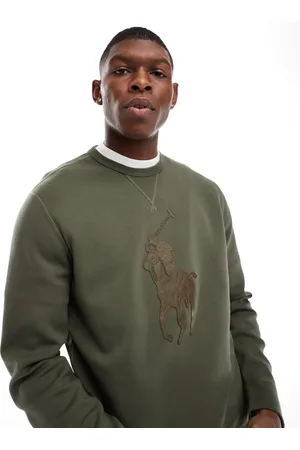 Ralph Lauren Sweatshirt med stort tone-i-tone-spillerlogo i dobbeltstrik