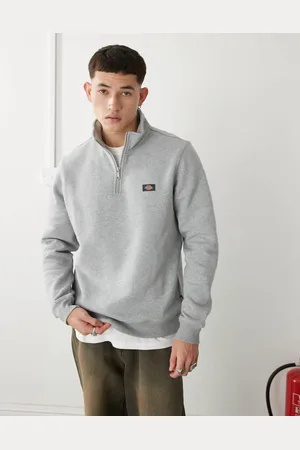 Dickies Oakport - Gråmeleret trøje med kvart lynlås og lille logo
