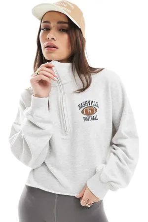 Hollister Og cropped sweatshirt med lynlås i halsen og rå kant